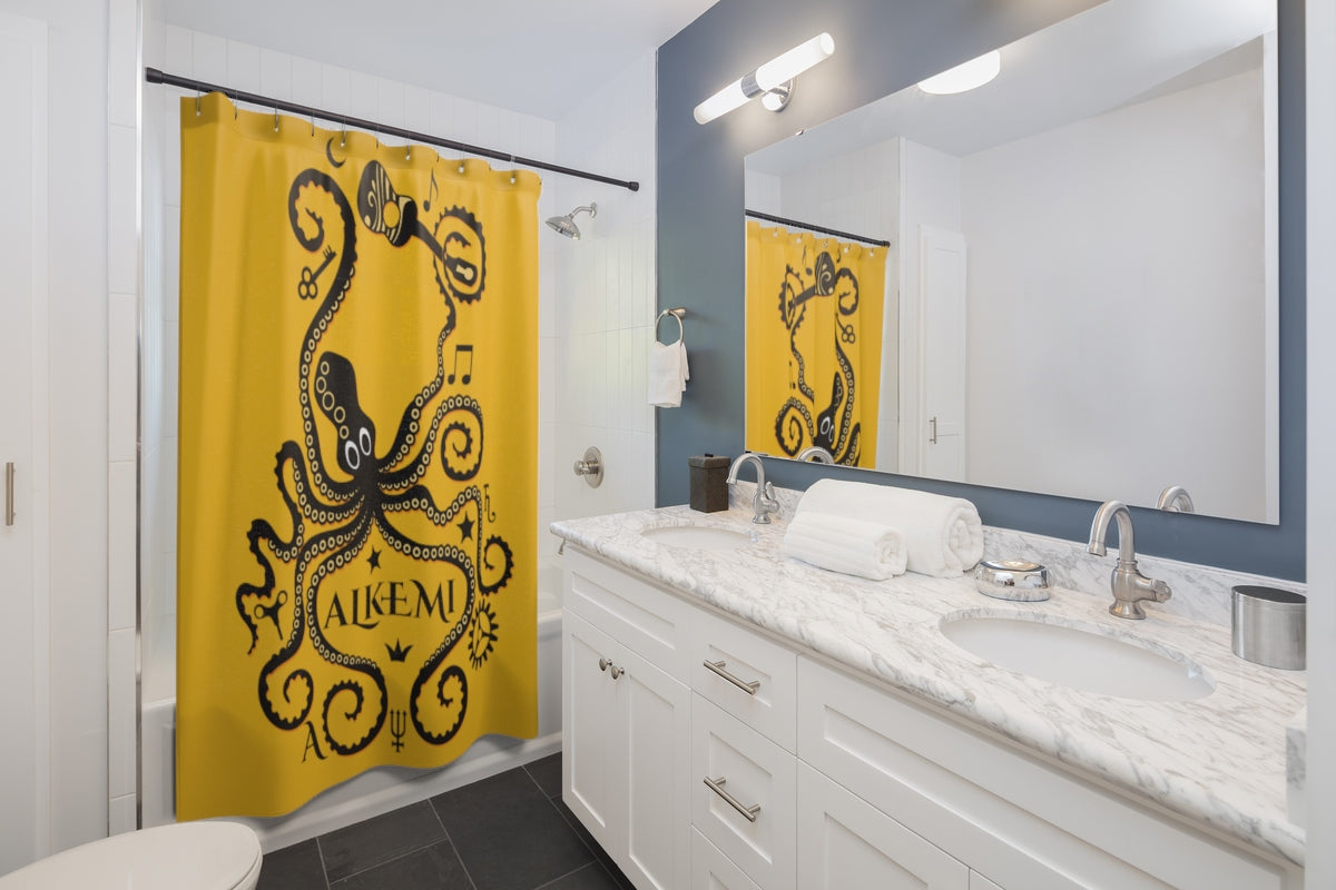 Gold Octopus Shower Curtain