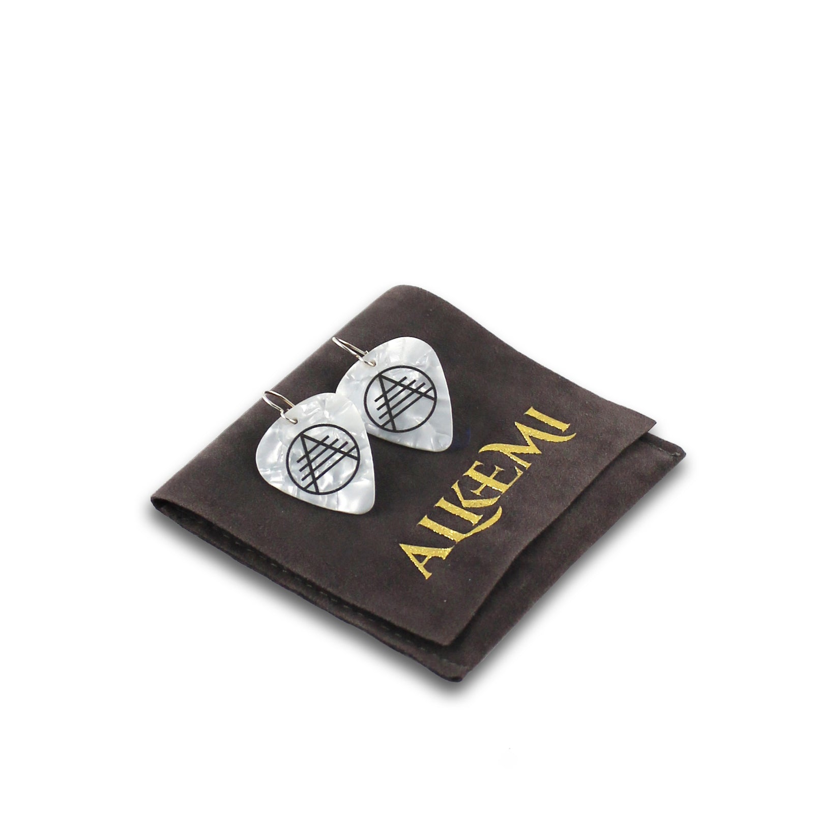 Pick Earrings - White Logo