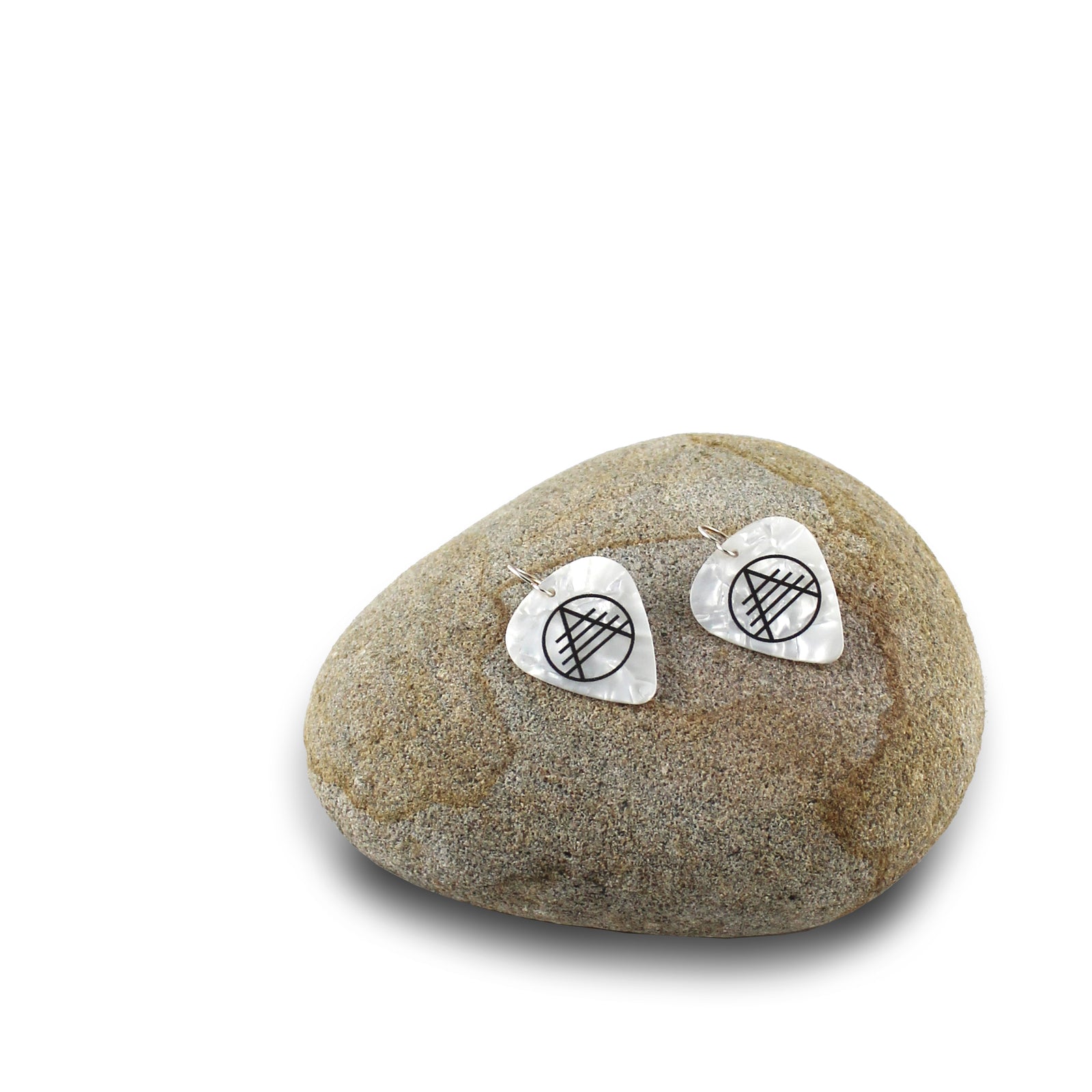 Pick Earrings - White Logo