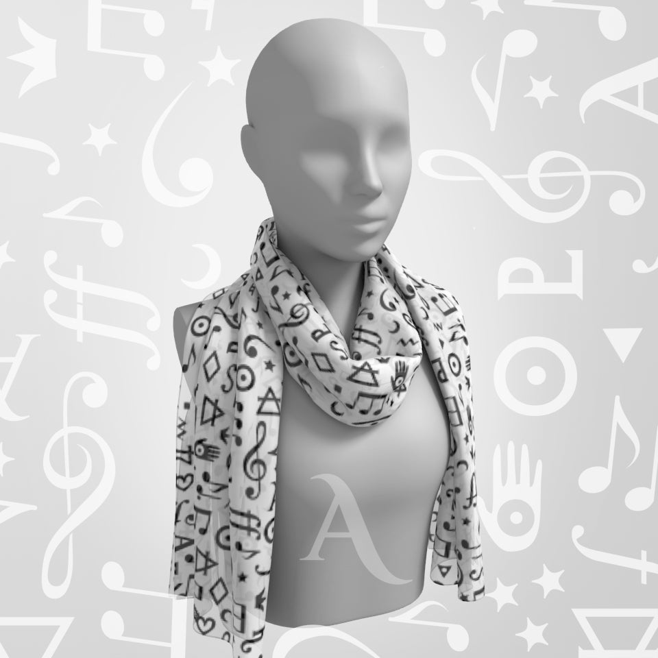 LONG MUSIC SCARF - WHITE