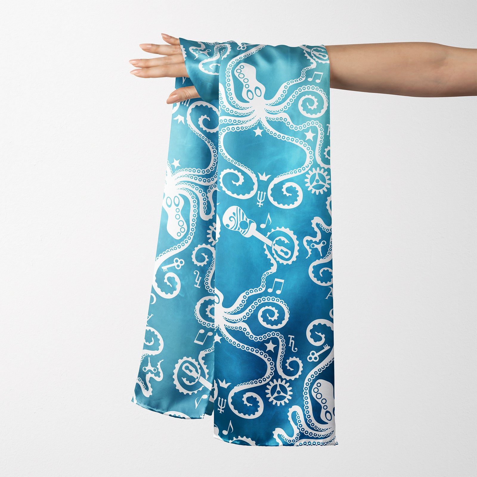 LONG OCTOPUS SCARF - AQUA